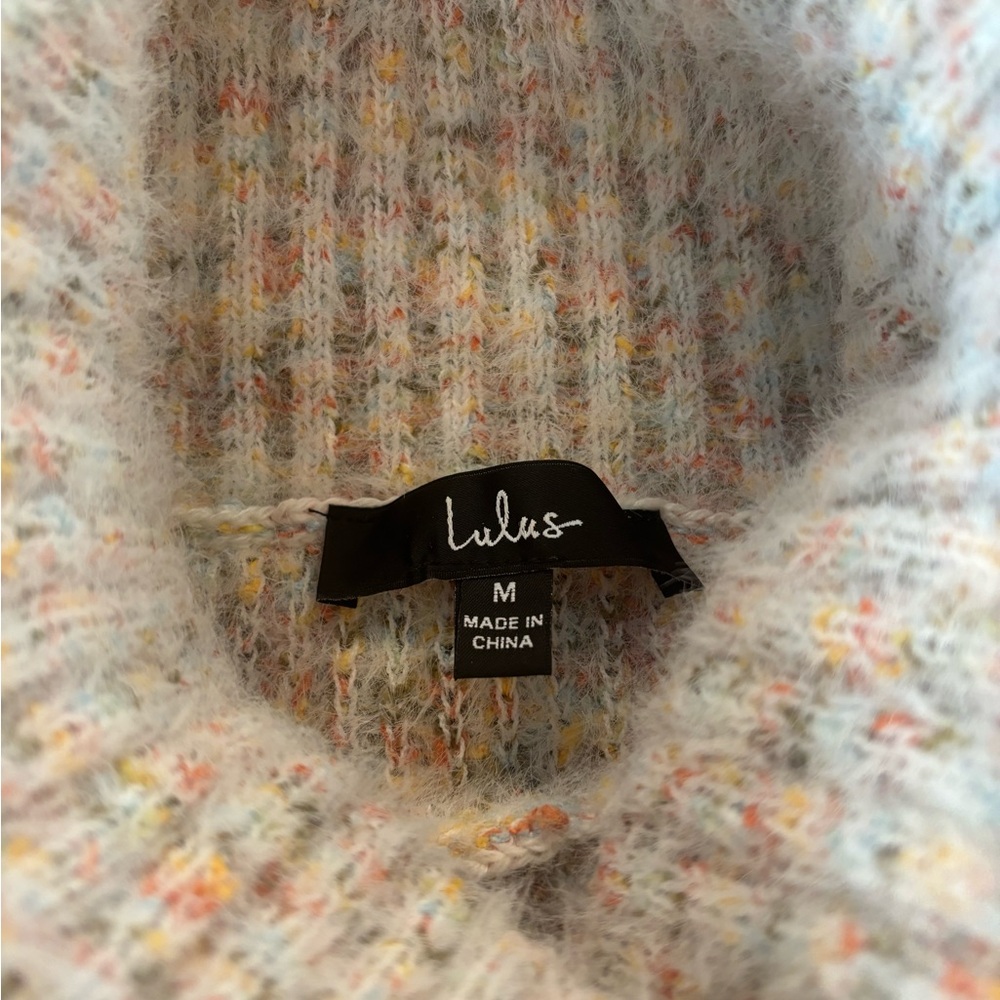 Lulus Get Creative Cream Multi Oversized Turtleneck Sweater - Picture 9 of 9